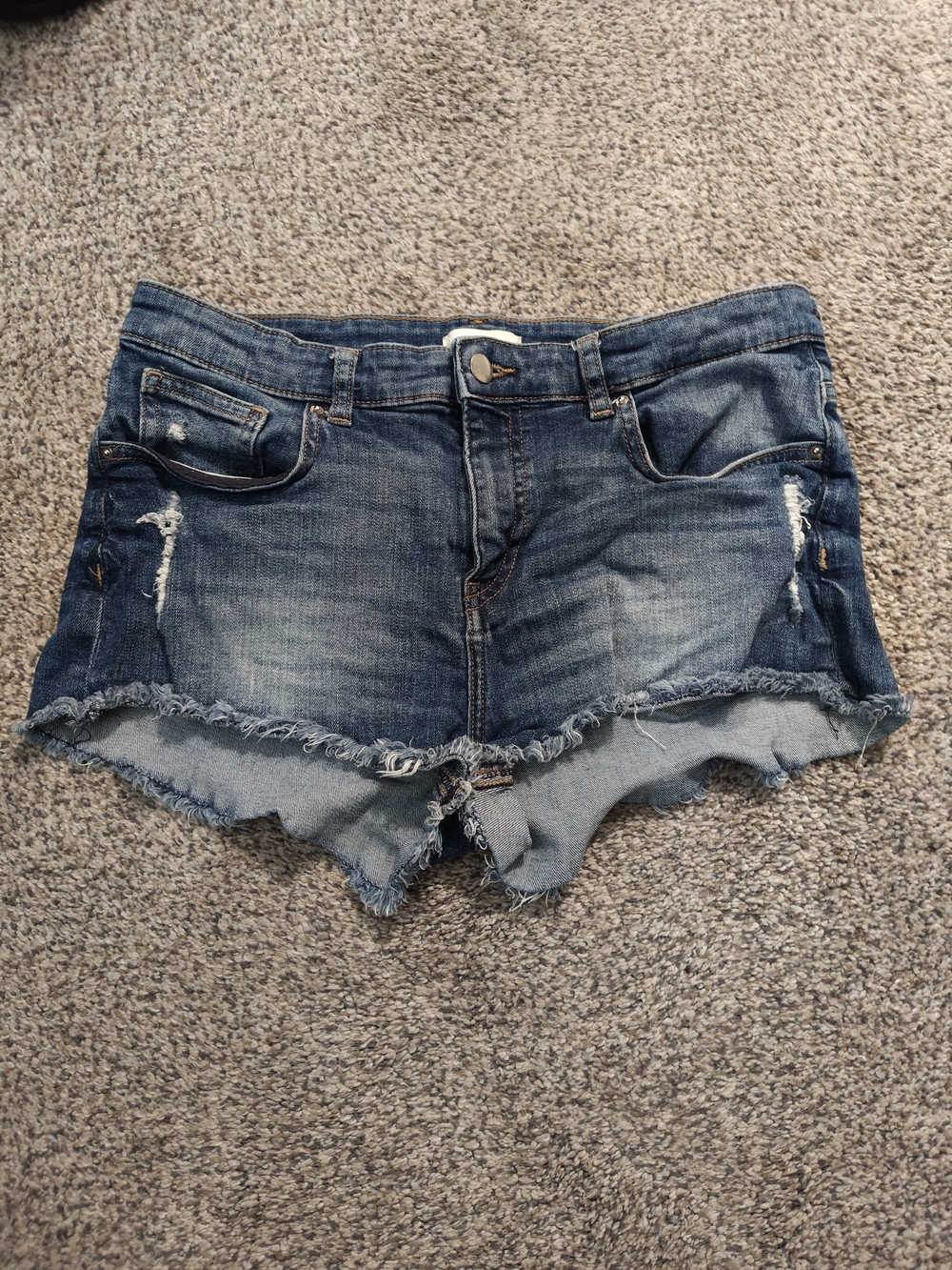 Mango Distressed Denim Cutoff Shorts - Blue
